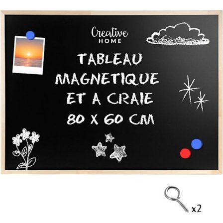 Magnettaulu ja Luova Liitutaulu Koti 2-in-1 Musta Liitutaulu 80 x 60 cm