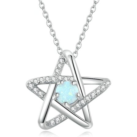 925 Sterling Silver Stjärnhänge Halsband; Silver Halsband Kvinnors Fina Smycken, En Storlek, Sterling Silver, Ädelsten