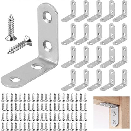 20 Stycken Fästvinkel 50x50mm Rostfritt Stål Monteringsvinkel, 90 Graders Vinkel, L-Formad Vinkel, Rätvinkel