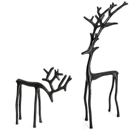 Sorte Rensdyr Statuer Julepynt Moderne Aluminium Legering Hjorte Figurer til Kaminhylde, Borddekorationer & Indendørs Juledekorationu200b[D]