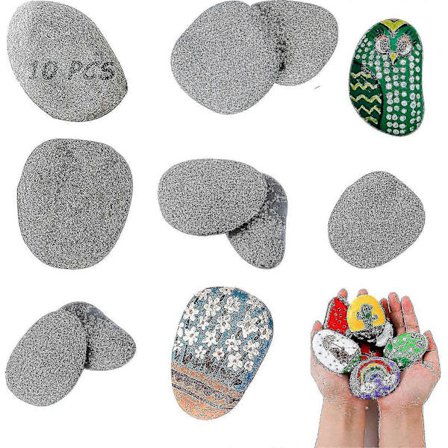 10-pakning Flate Store Steiner for Maling - Akvariedekorasjon, Dekorativ Strandgrus, Håndverk og Hage