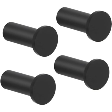4-pakning runde skruekroker for vegg - rustfritt stål - kraftig - bad - soverom - kjøkken - hall - håndklestativ - 16 x 35 mm - svart