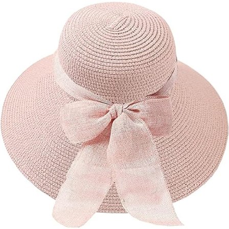 Beige hatt, visir, stråhatt, strand sol, bred brem kvinner rosa,