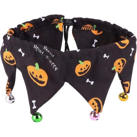 20-39 Cm Svart Halloween-djurhalsband Med Justerbara Klockor