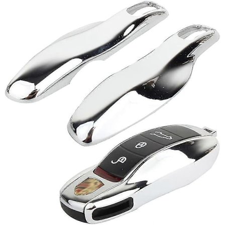 Ersättnings krompläterad silvernyckelkåpa för Cayenne Macan 911 Carrera-nyckel