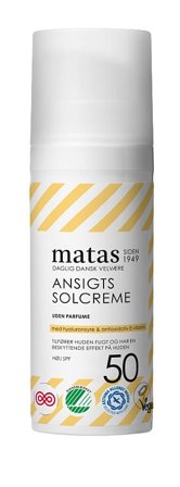 3 for 2 - Matas Striber Ansigtssolcreme SPF 50 Uden Parfume 50 ml, Skincare, Solcreme, Solcreme Til Ansigtet