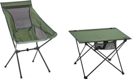 Urberg Wildlight Mid Chair + Wildlight Table camping furniture Green