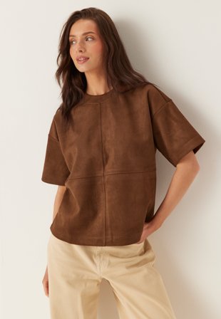 Pieces - Pcgertu Ss Boxy Tee - Downtown Brown