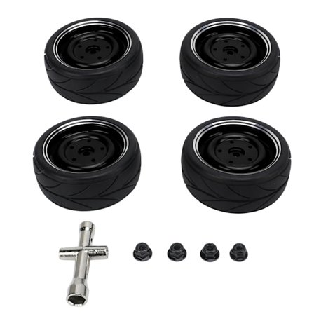 RC Drift Hjul Aluminium Legering Nav Gummi Dæk Bedre Greb Slidstærkt 1/10 RC Drift Bil Dæk til 1/10 RC Drift Bil Sort