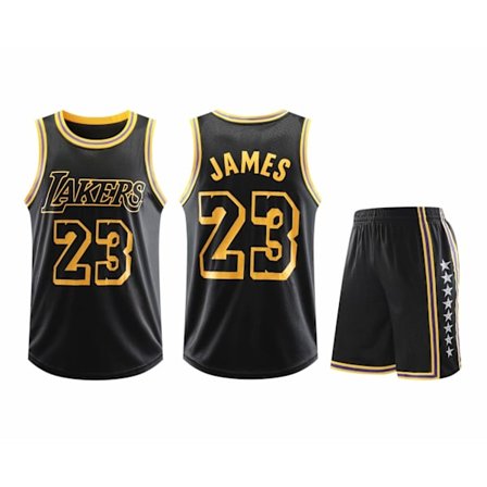 #23 LeBron James Basketbollströja Set Lakers Barnuniform Svart - Perfekt Svart