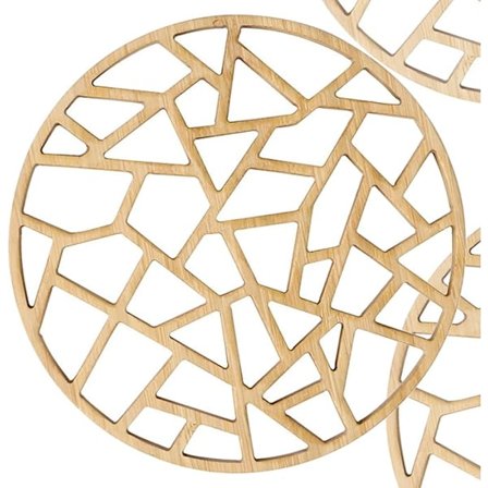 Set med 3 Värmebeständiga Naturliga Bambuunderlägg, Halkfria, Tvättbara för Kökskålar, Grytor och Pannor, Kaffekannor, Tekannor och Vasar (14,5 cm)