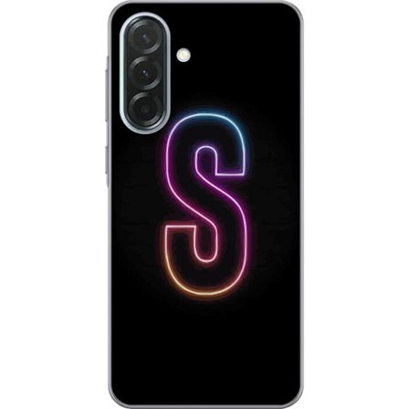 Kompatibelt Mobilskal till Samsung Samsung Galaxy A36 Neonbokstav S i lysande rosa och blå toner mot mörk bakgrund, stilren bokstavskonst med retrof