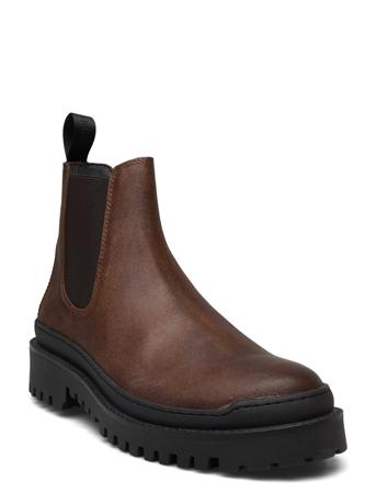 Boots - Flat Støvlet Chelsea Boot Brown ANGULUS