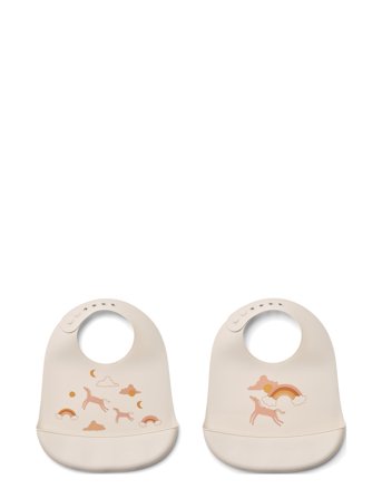 Liewood Tilda Printed Bib 2-Pack - Cream - ONE SIZE