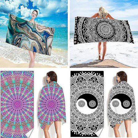 Mikrofiber Sandfri Strandhandduk Filt - Snabbtorkande Superabsorberande Lätt Tunn Handduk