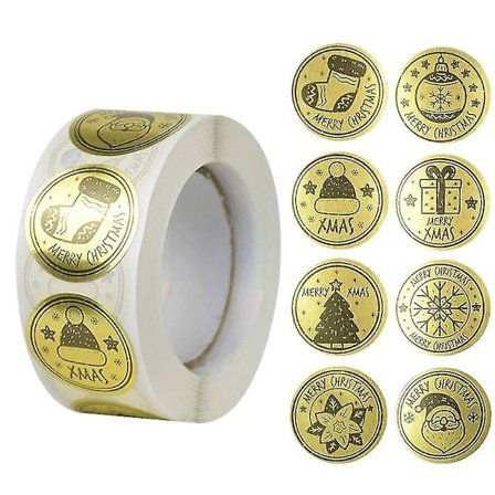 500 st guld god jul klistermärken godispåse kuvert försegling
