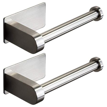 2X Selvklebende Toalettpapirholder - Toalettpapirholder for Baderom uten Boring i Rustfritt Stål