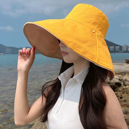 Letvægts pakbar bomuldssolhat 1 stk. reversibel gul Co