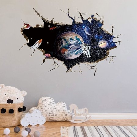 /#/3D Planet Galaxy Astronaut Wall Sticker Fjernelse Univers Rum/#/