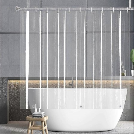 Unik Kort Duschdraperi 180x165cm, Kortare Duschdraperi med Magnet