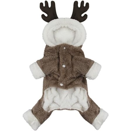 Søt Tegneserie Kjæledyr Reinsdyr Cosplay Halloween Jul Elg Kostyme Hund Valp Hettejakke Kåpe Klær Myk Korallfløyel Fleece Vinter Varm Hettegenser
