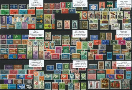 EUROPA 1952-1992 - EUROPA-mærke samling på indstikskort - Postfrisk