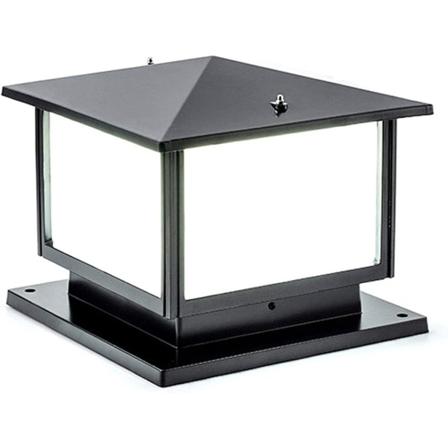 Pillarlampe utendørs port terrasser lampe E27 vanntett rustikk frittstående hagelys sokkelplate, svart