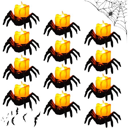 Halloween-kurpitsan lämpimän valkoiset välkkyvät teevalot 12 kpl liekittömät kynttilät oransseilla LED-kynttilöillä
