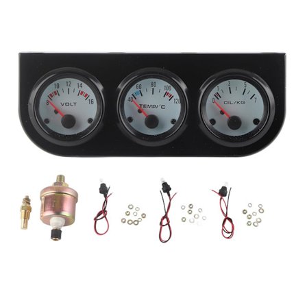 Triple Gauge Set, Universal Car Triple Gauge Kit Vattentemp + Volt + Oljetrycksmätare 52mm Instrument