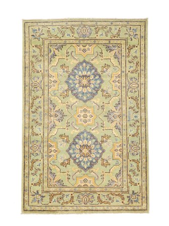 Noué À La Main Kazak Fine Tapis 99X148 De Laine Jaune/Orange Petit