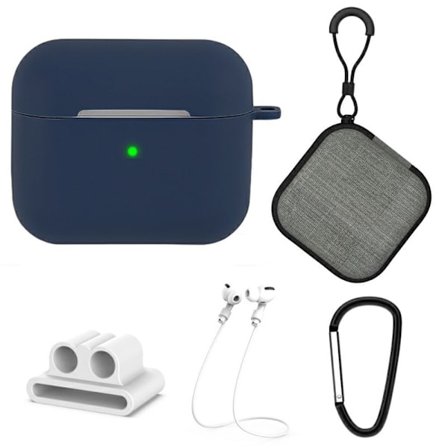 5 kpl AirPods 3 silikonikotelo tarvikkeineen - Keskiyön Sininen