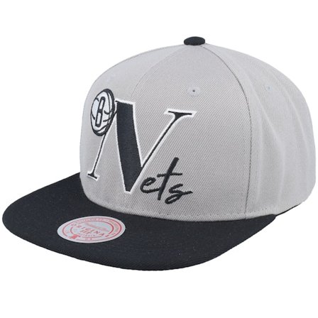 Mitchell & Ness - Brooklyn Nets Top Letter Grey Snapback Snapback Grey Cap - NBA @ Hatstore