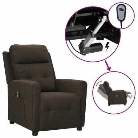 Vidaxl Reclinerfåtölj Med Elektrisk Mörkbrun Tyg Brun