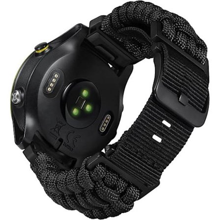 Kompatibel med Garmin urrem 22 mm, kraftige flettede nylon sportsudskiftningsremme passer til Forerunner/Instinct/Fenix/Descent Black