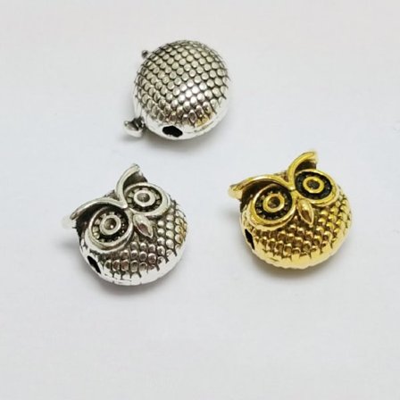 Owl Head Loose Charm Owl Loose Charm Pärlor Antik Owl Spacer