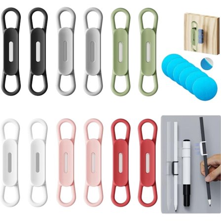 12 stk. Køleskab Pen Holder Sæt, Silikone Pen Holder, Egnet til Whiteboards, Skriveborde, Skrivetavler og Overstregningstusch Opbevaring (Flere Farver