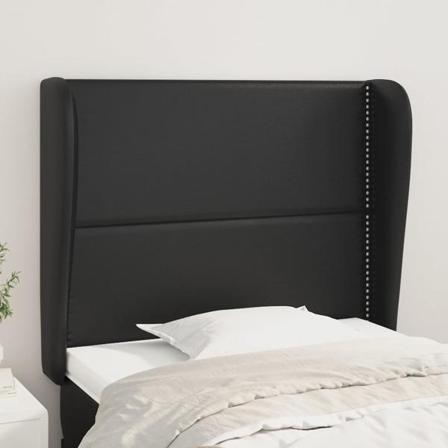Vidaxl Huvudgavel Med Kanter Svart 103x23x118/128 Cm Konstläder Svart