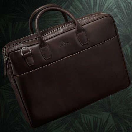 Montreal Double Zip Executive Brown Leather Bag for Men - Leather bags