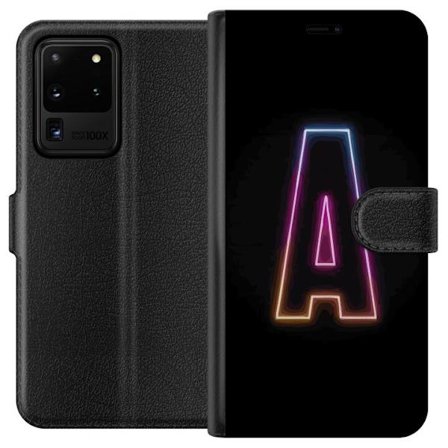 Yhteensopiva Lompakkokotelo Samsung Samsung Galaxy S20 Ultra Minimalistinen neonkirjain A sateenkaarenvärisessä valossa mustaa taustaa vasten modern