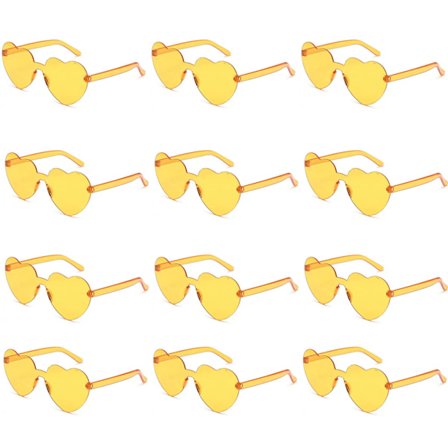 12 stk. Love Solbriller Jelly Farveløs Hjerteformet Onepiece Briller Blændende Farve Briller (12 i en OPP pose)