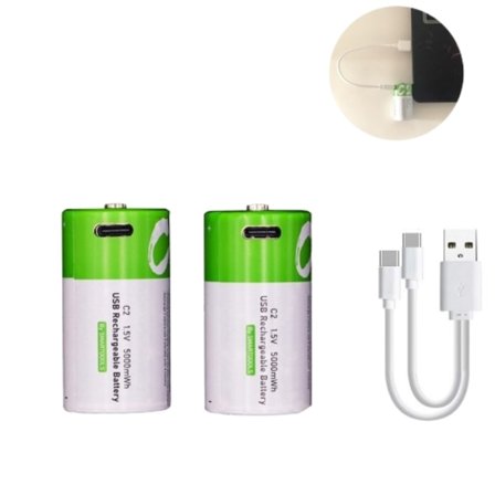 NÖRDIC USB-C Ladattavat Paristot 2 kpl C/LR14