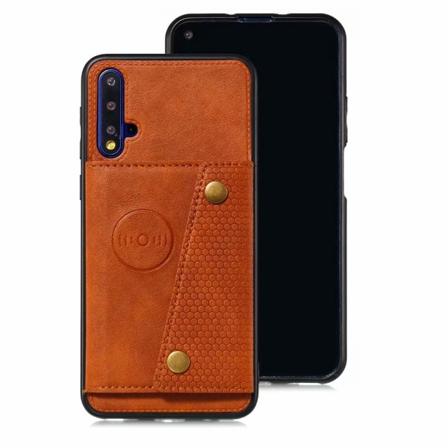 Huawei Nova 5T - Skyddsskal med Kortfack Ljusbrun