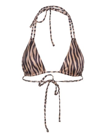 Monki Printed Triangle Halter Bikini Top - Brown - S