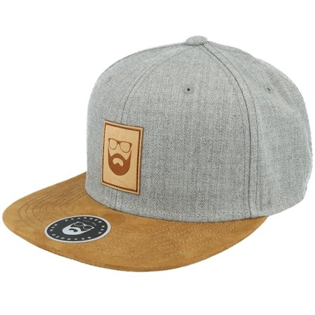 Bearded Man - Grey snapback Czapka Z Daszkiem - Logo Patch Grey/Suede Snapback @ Hatstore