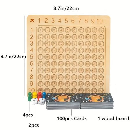 Træ matematik multiplikation brætspil - Læringslegetøj til børn over 3 år - Forældre-barn spil til undervisning og sjov!
