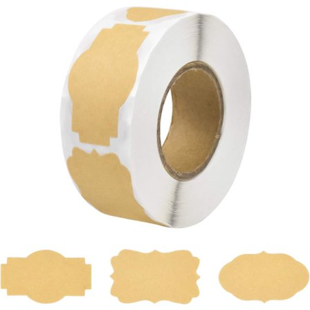 Kraft-etiketter, 500 st klistermärken för bakning, självhäftande kraft-etiketter för frys, tomma för flaskor, syltburkar, handgjorda, kontor, 