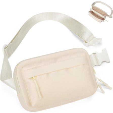 Moderigtig bæltetaske, crossbody taske med justerbar skulderrem til sport/løb/yoga/shopping/vandring (hvid)