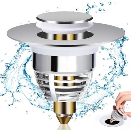 Universal Vaskesluk, Pop-Up Vaskesluk med 2 Tetninger for Badekar