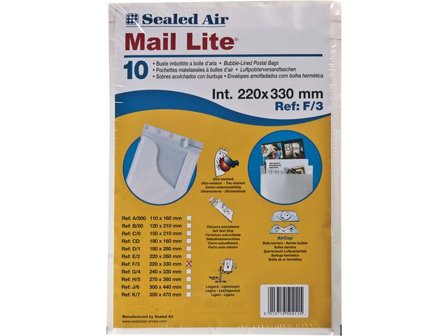 Mail Lite Bubbelpåse F/3 220x330mm remsa 10/fp - Lyreco - Emballage och lagerutrustning - Kuvert och postemballage - Bubbelpåsar