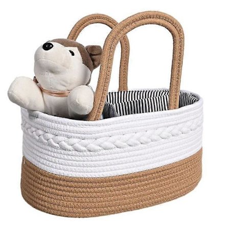 Korg Bomullsreps Förvaringskorg Skrivbord Vävda Förvaringslåda Kreativ Stil Bärbar Bomullsreps Förvaringskorg [DB] brun